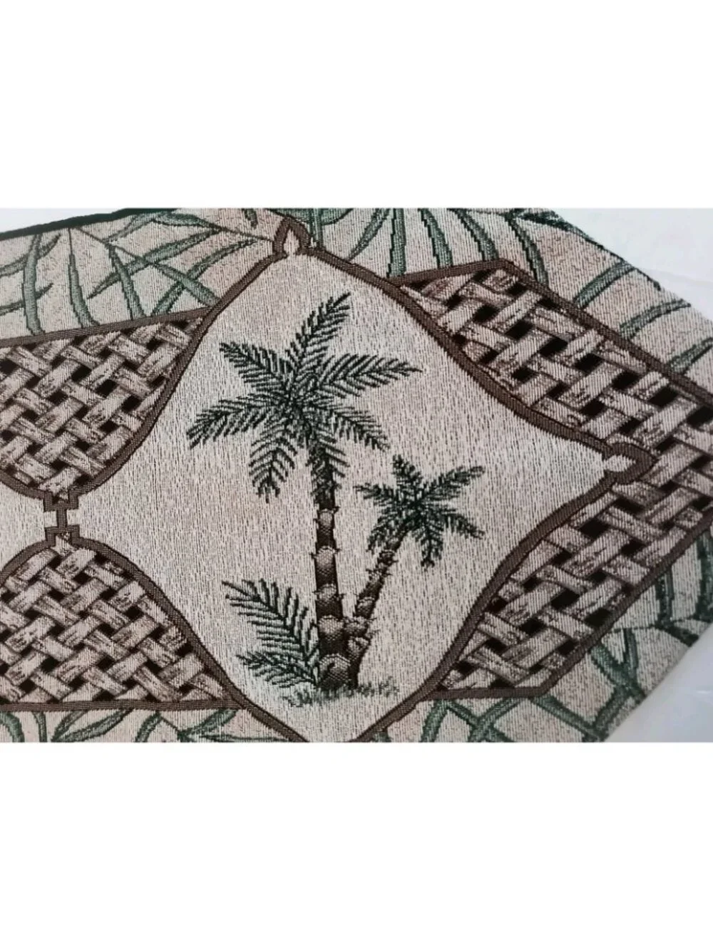 tapestry table runner with palm tree design and tassels 65